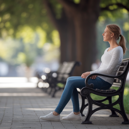 femme-assise-banc-contemplative