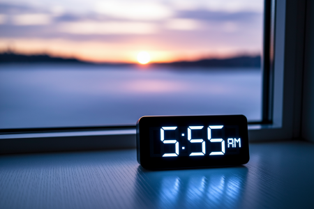 horloge-numerique-5h55-aube-brume