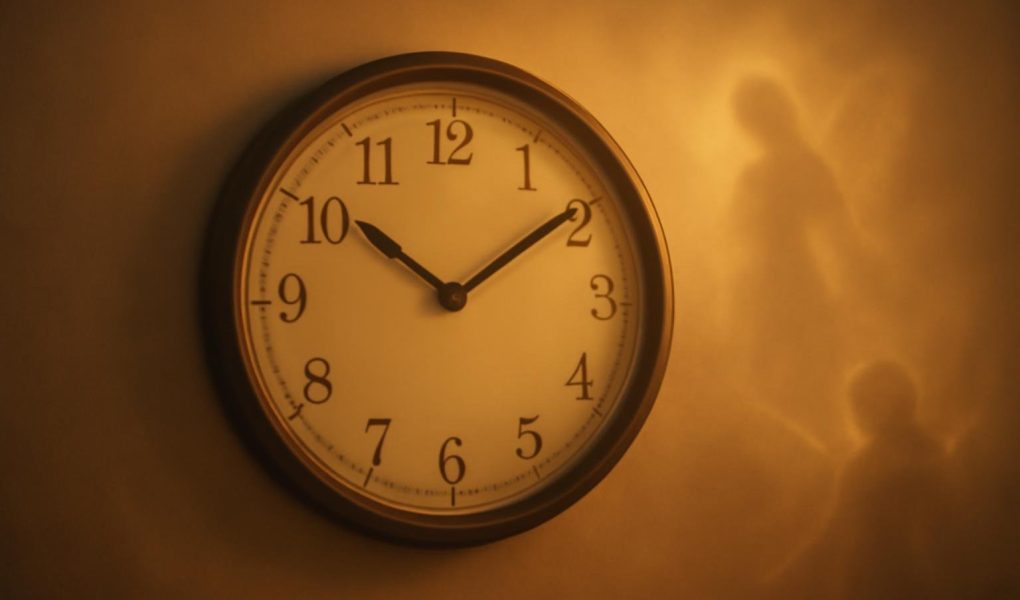 horloge-murale-lumiere-doree-atmosphere-mystique