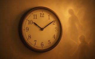 horloge-murale-lumiere-doree-atmosphere-mystique