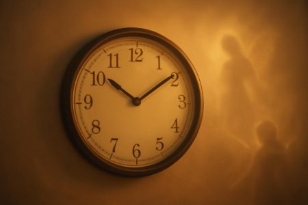 horloge-murale-lumiere-doree-atmosphere-mystique