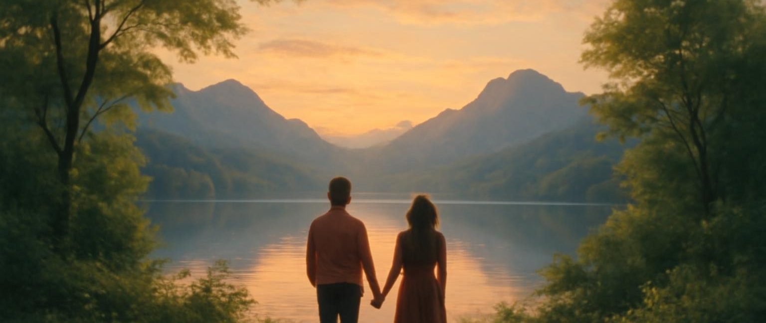 personnes-lac-montagnes-coucher-soleil