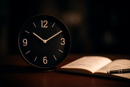 horloge-moderne-table-carnet-stylo