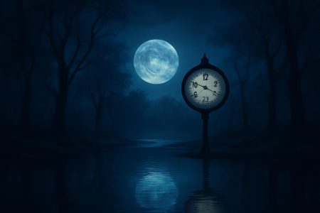 horloge-lune-lac-arbres-nuit