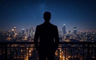 silhouette-personne-balcon-lumières-ville