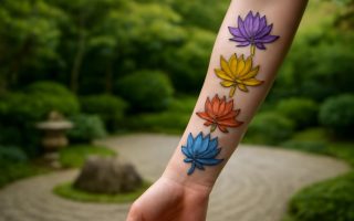 bras-tatoue-fleurs-lotus-jardin-zen
