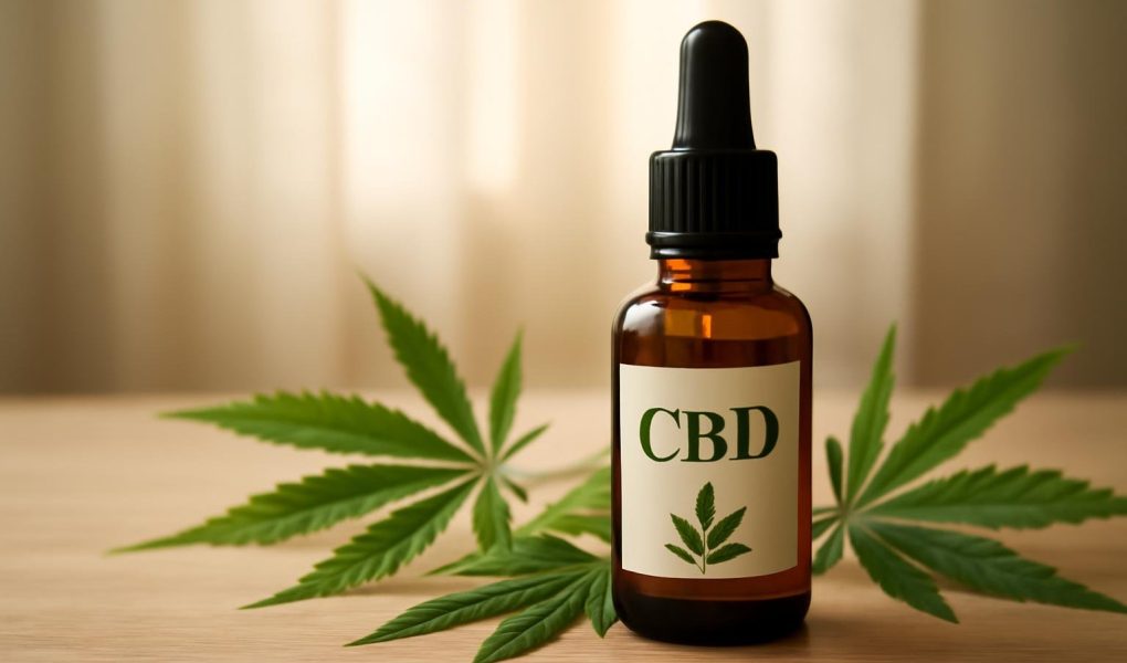 flacon-cbd-table-bois-chanvre