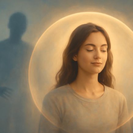 silhouette-floue-bulle-lumiere-serenite
