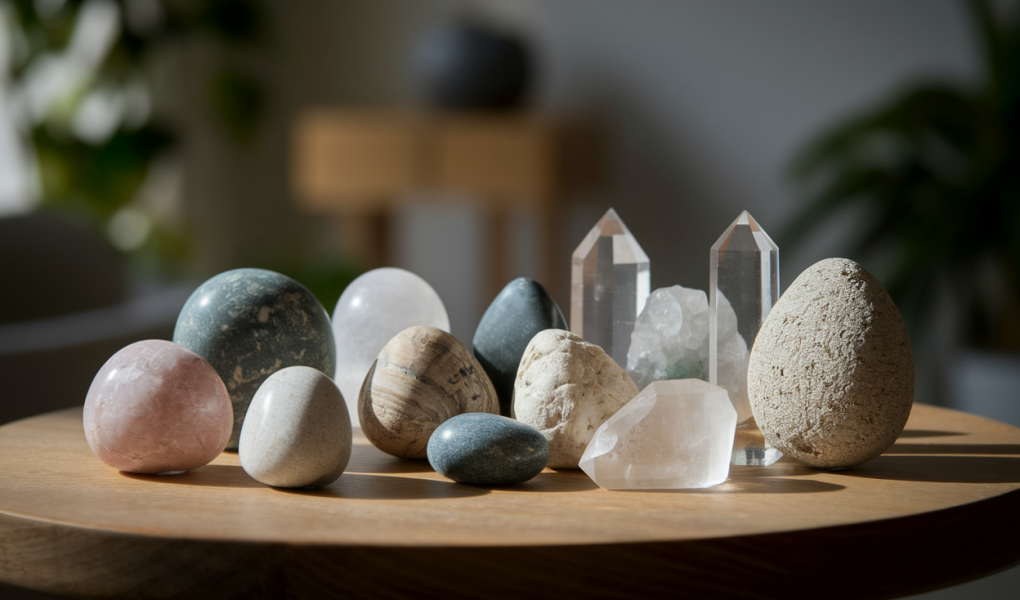 pierres-cristaux-table-bois