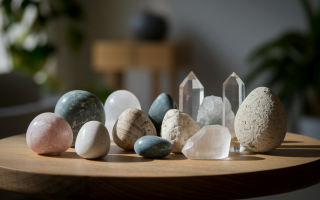 pierres-cristaux-table-bois